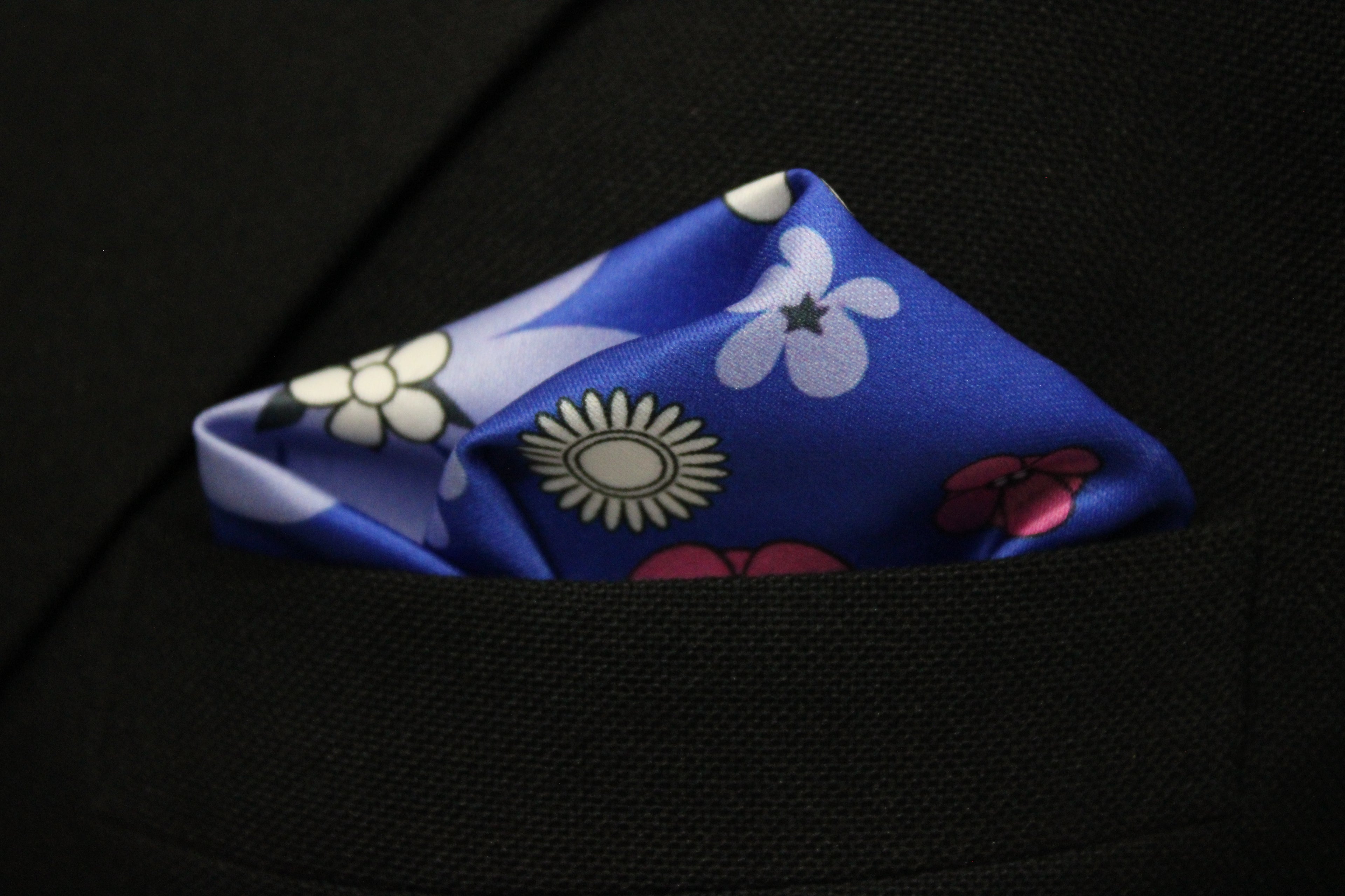Indigo Bloom Necktie Tie With Pocket Square