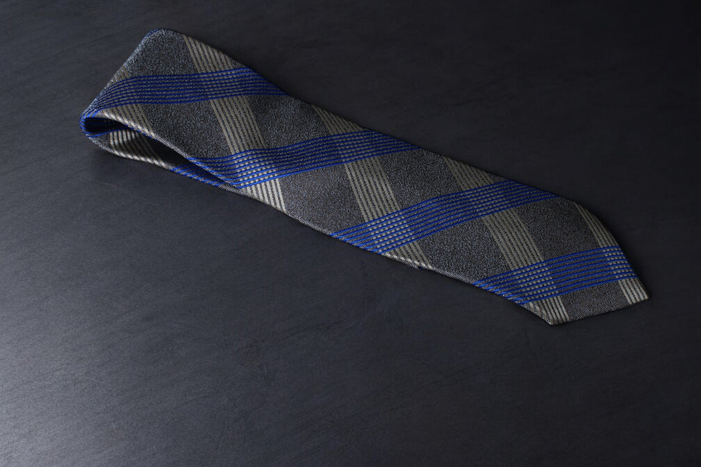 Elegant Gray & Blue Striped Microsilk Tie