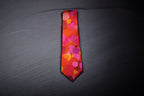 Vibrant Red and Pink Tie With Pocket Square