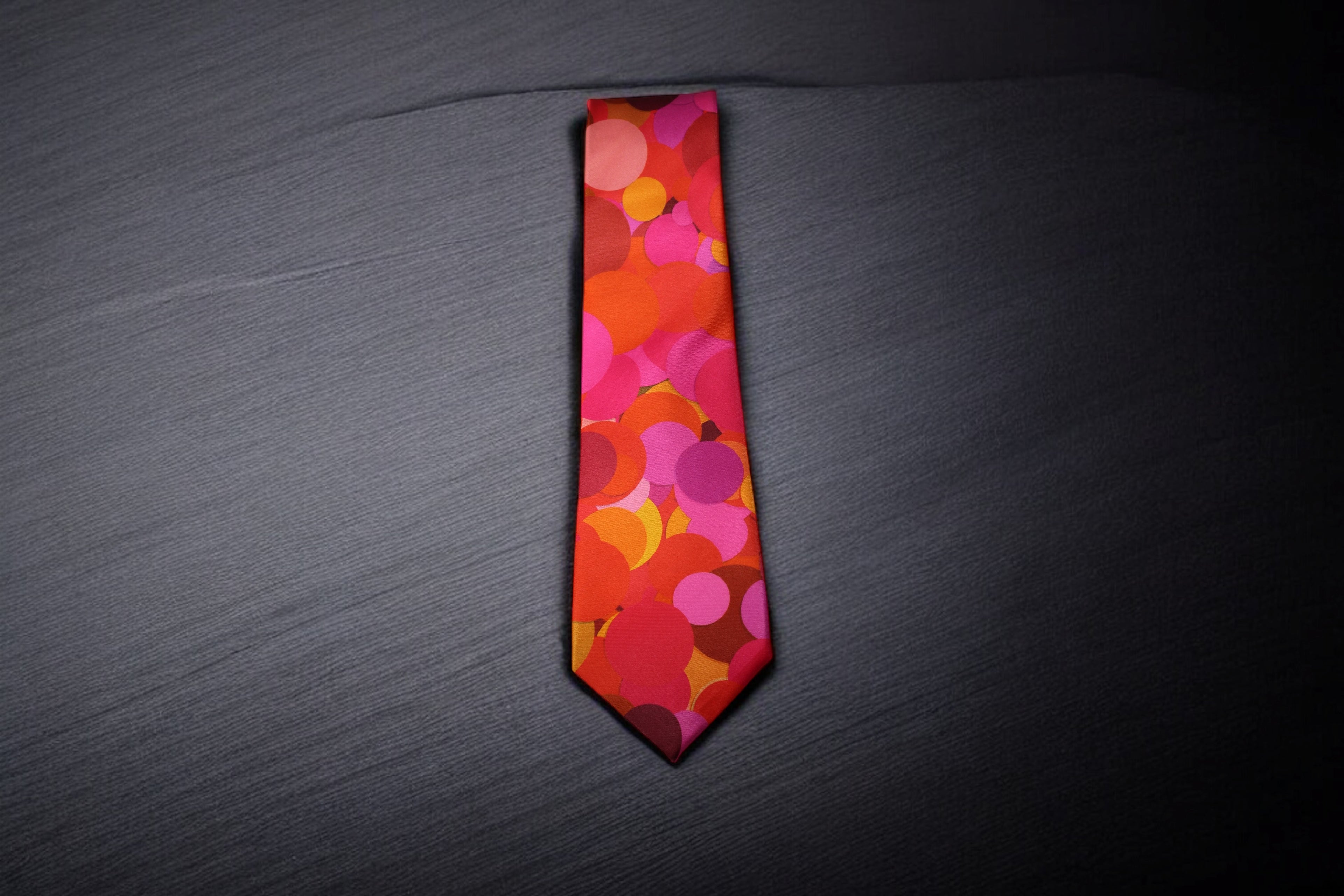 Vibrant Red and Pink Tie With Pocket Square
