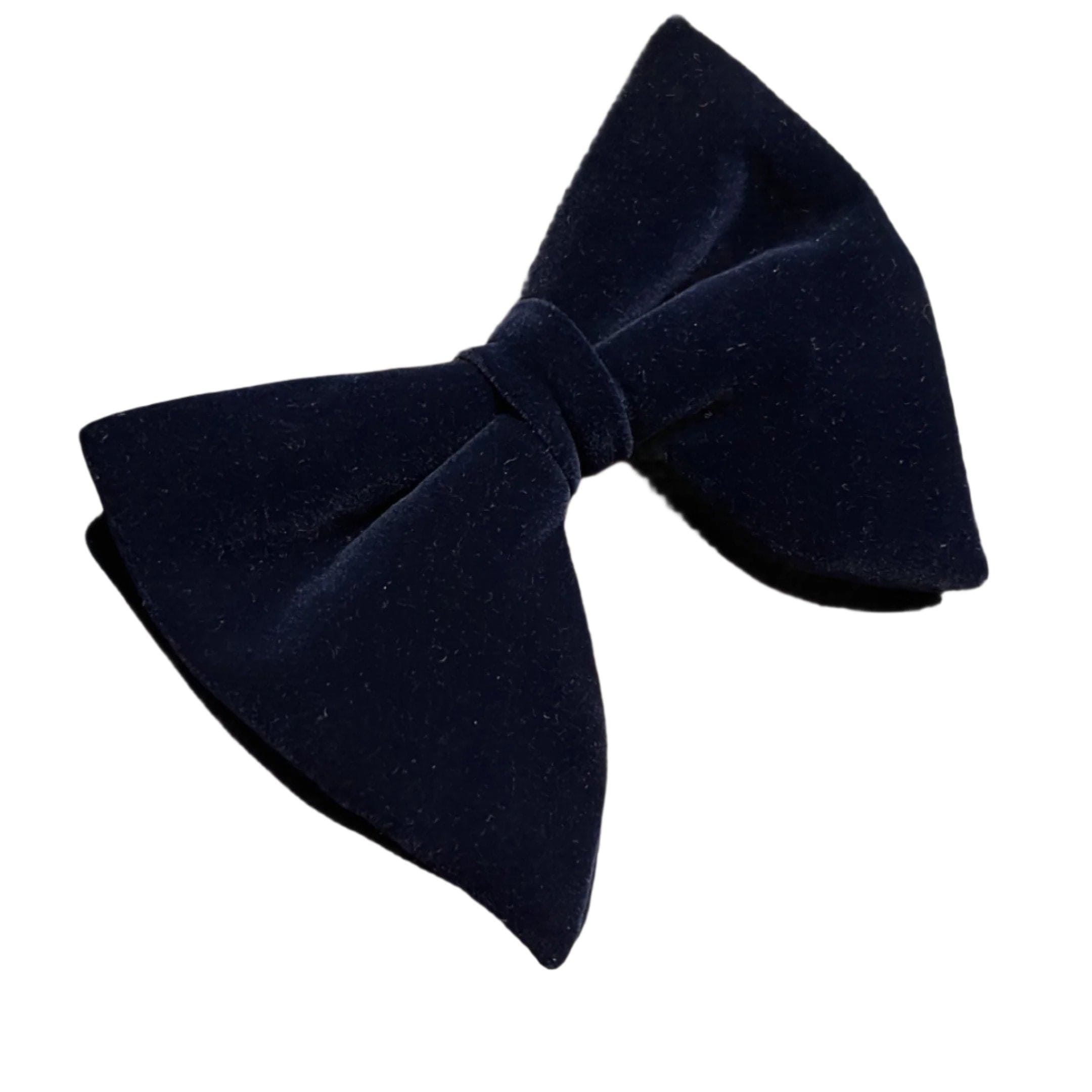 Blue Velvet Solid Butterfly Double Layered Bowtie