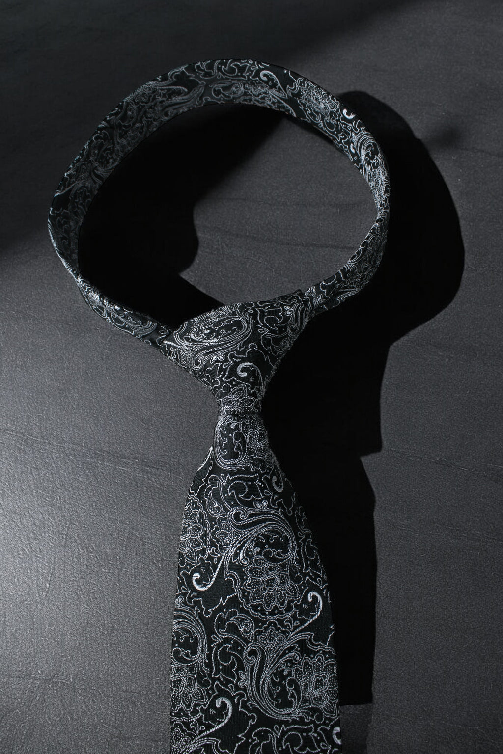 Classic Black Silver Paisley Tie