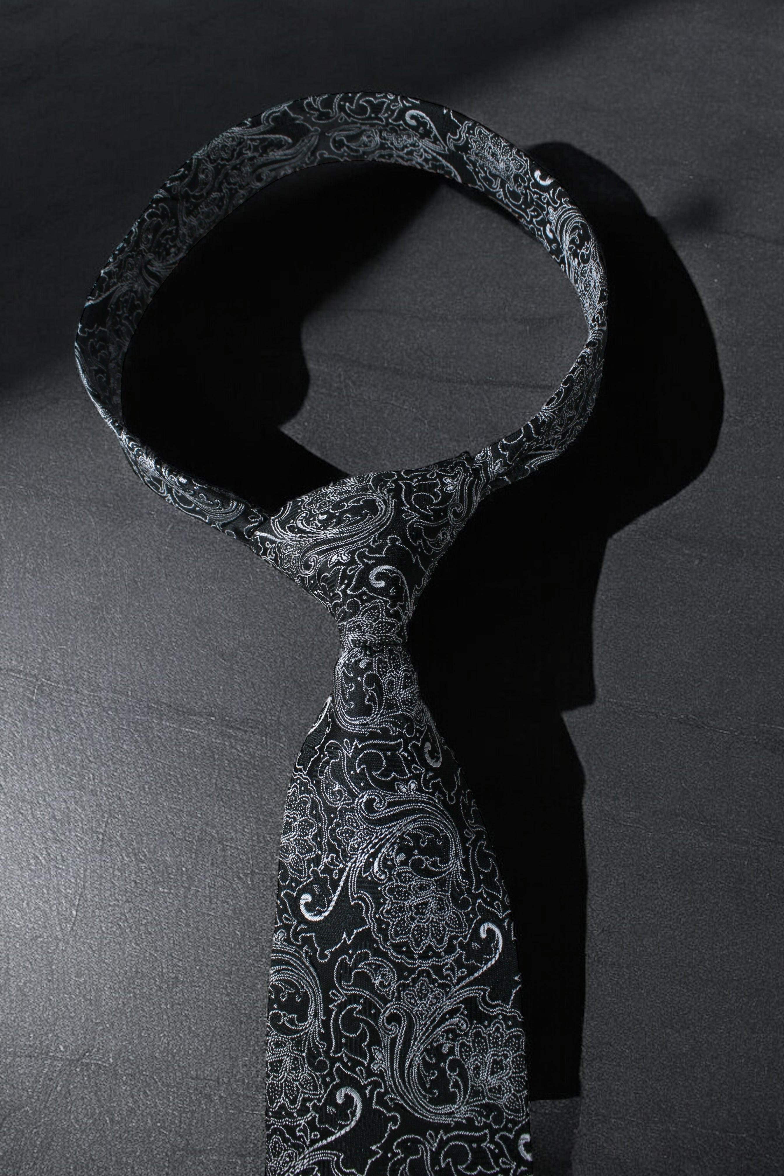 Classic Black Silver Paisley Tie