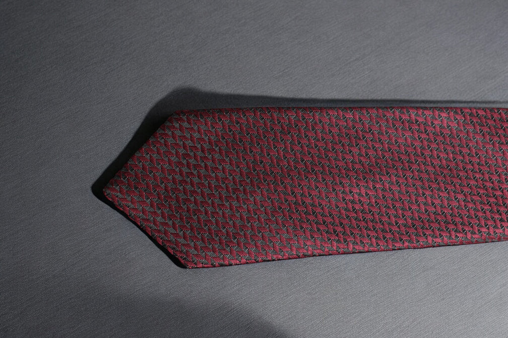 Deep Maroon & Black Geometric Tie