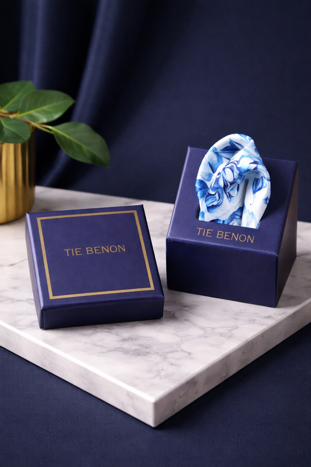Blue Floral Microfiber Pocket Square