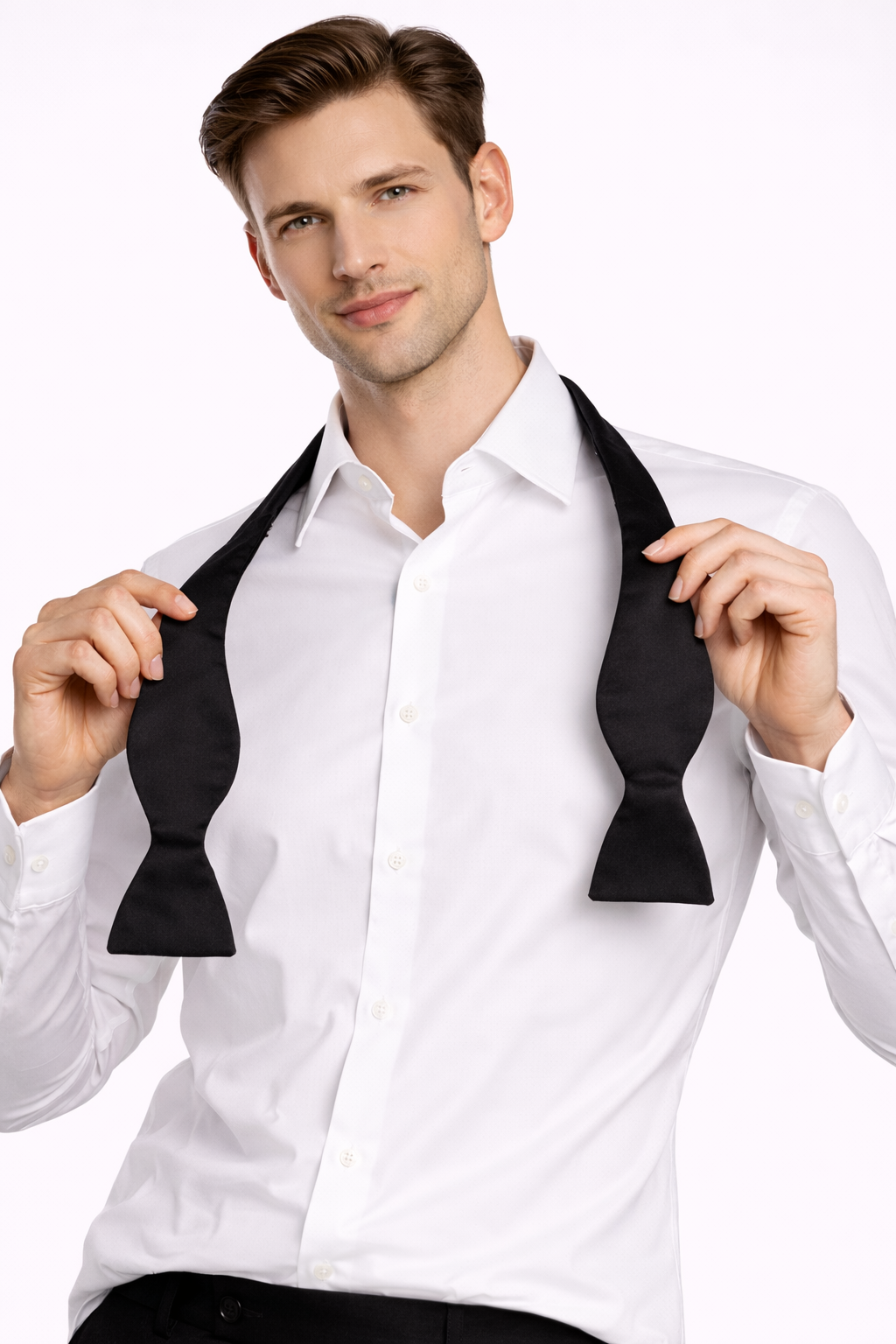 Black Woven Microfiber Self Tie Bowtie
