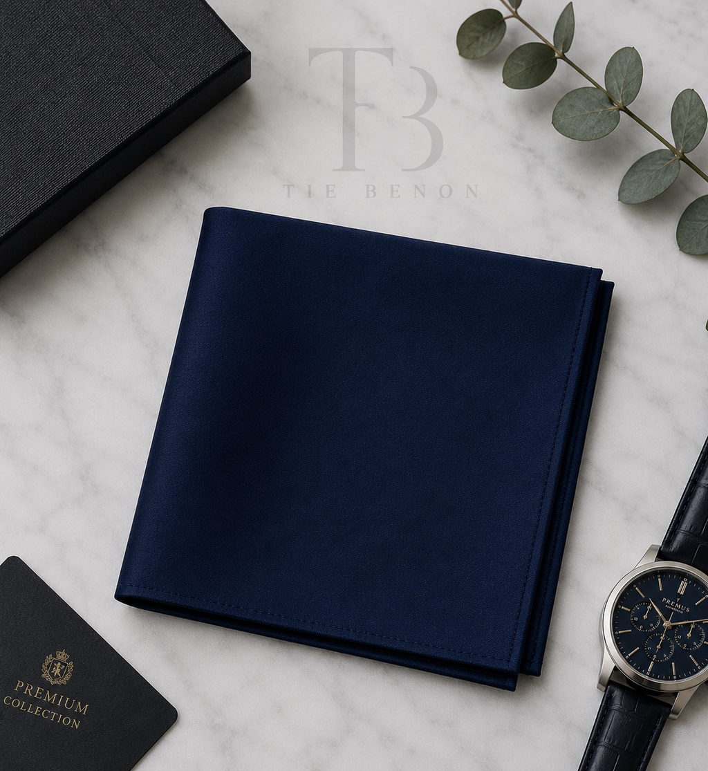 Navy Blue Solid Pocket Square