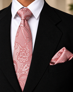Blush Peach Paisley Microsilk Tie & Pocket Square Set