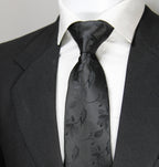 Classic Black Floral Tie & Pocket Square