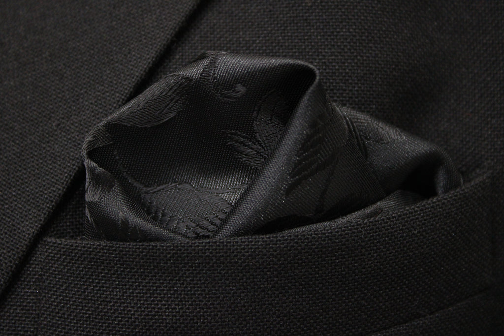 Classic Black Floral Tie & Pocket Square