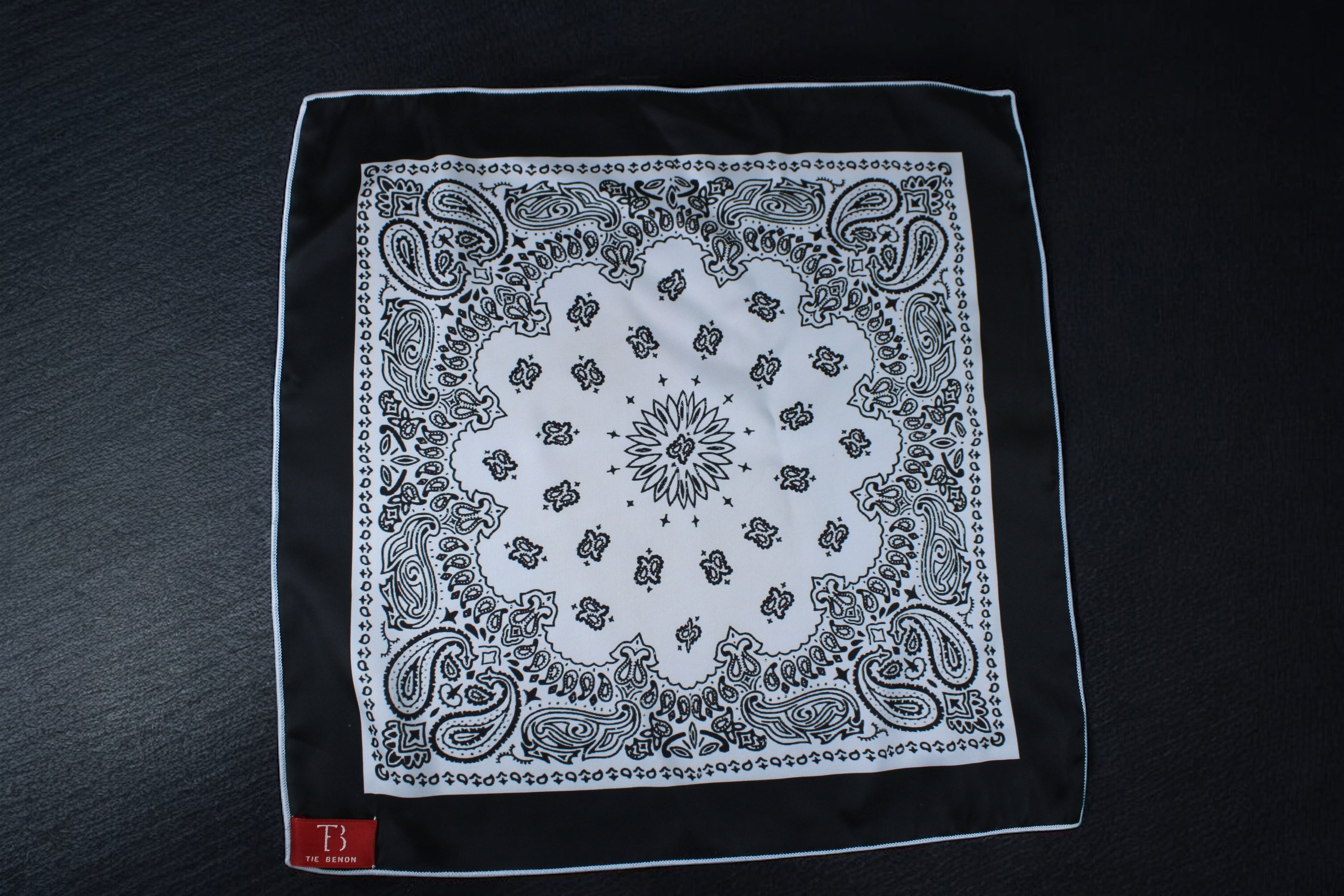 Classic Black & White Paisley Pocket Square