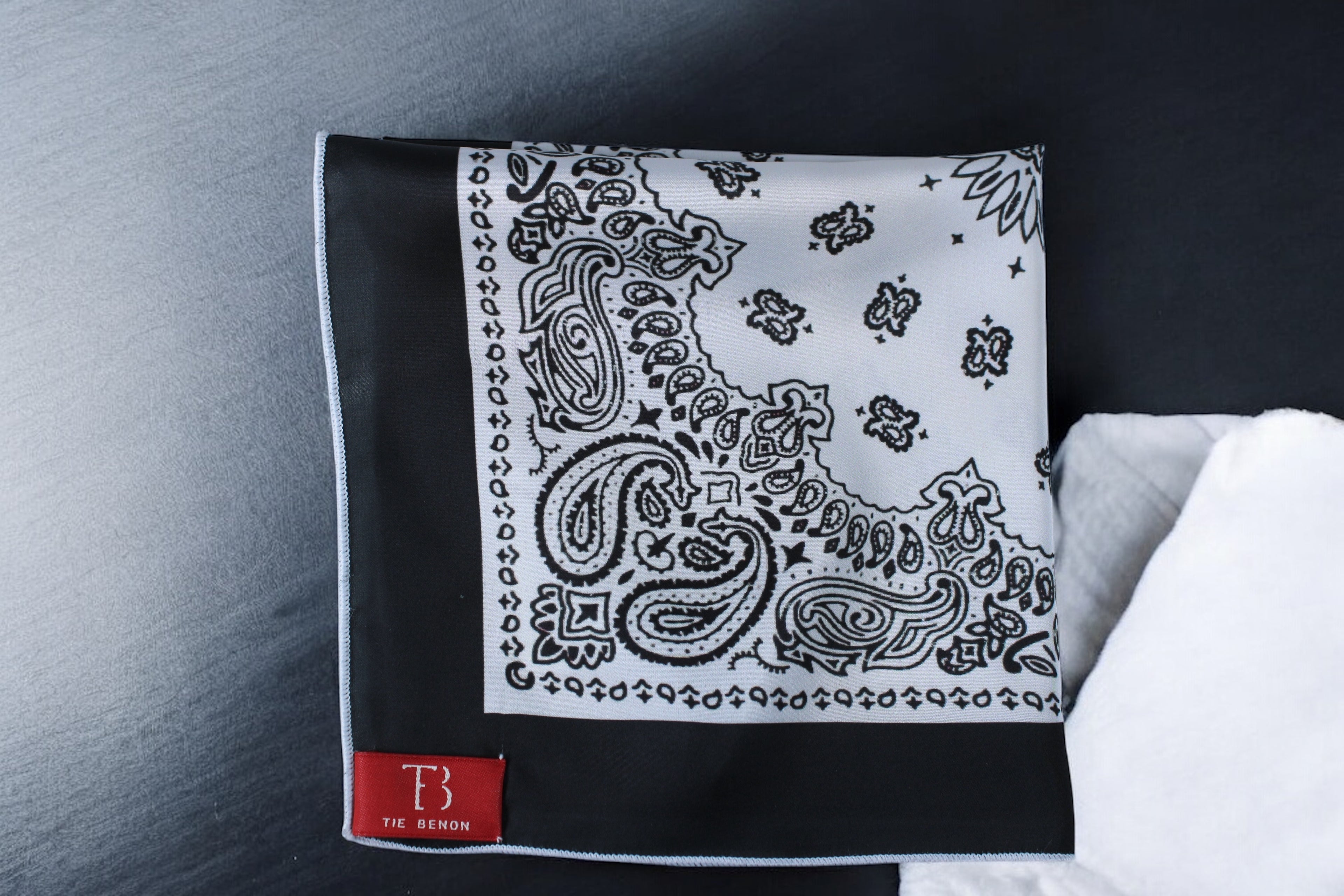 Classic Black & White Paisley Pocket Square