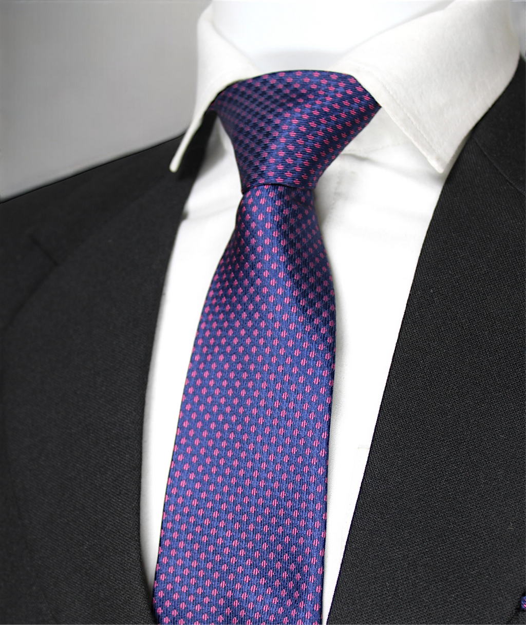 Classic Blue & Magenta Dotted Tie & Pocket Square