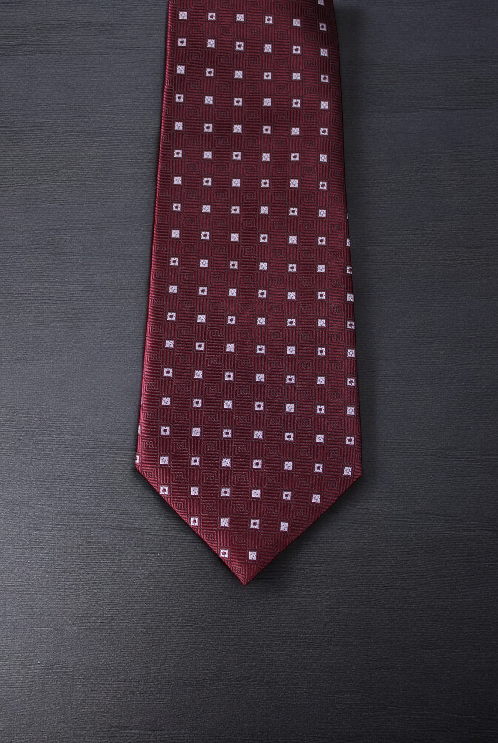 Classic Maroon Geometric Tie & Pocket Square