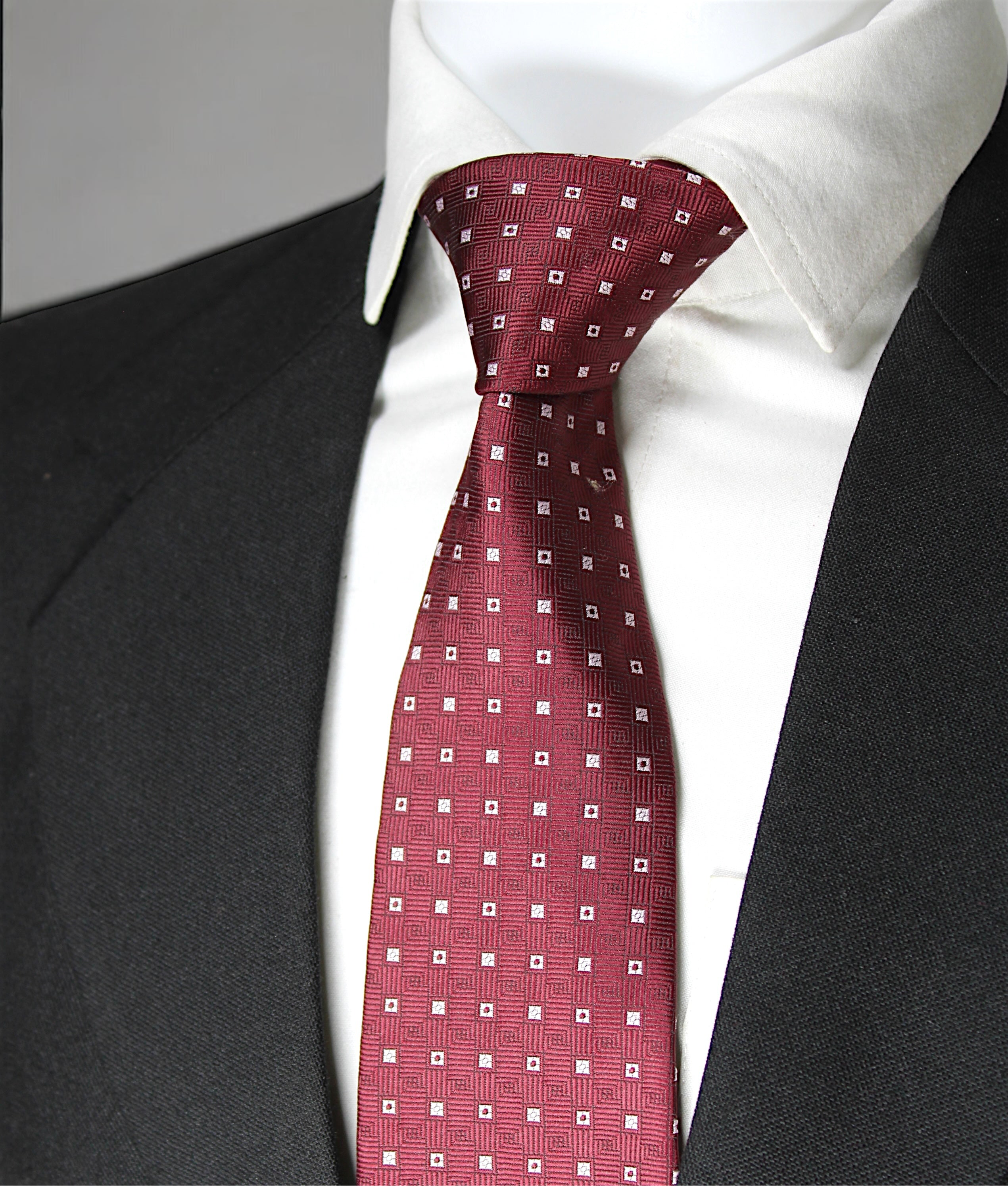 Classic Maroon Geometric Tie & Pocket Square