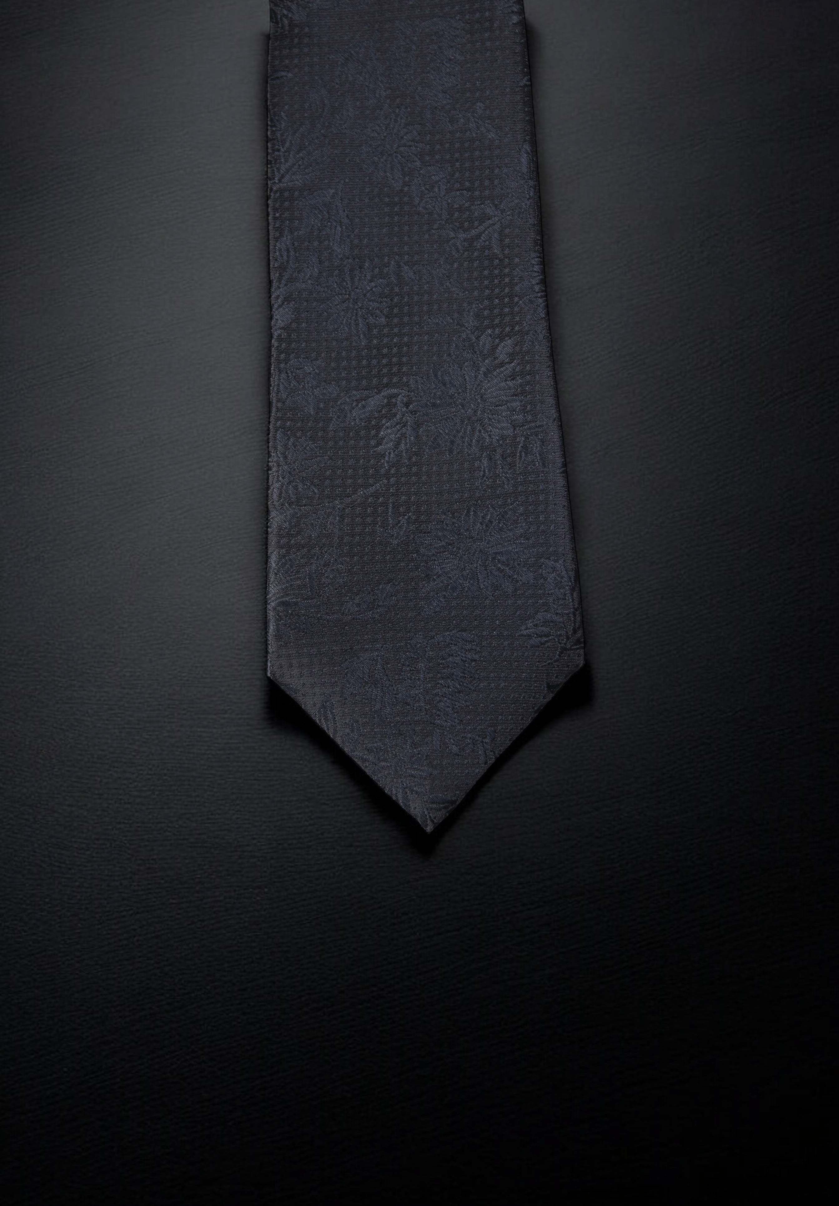 Classy Black Floral Tie & Pocket Square