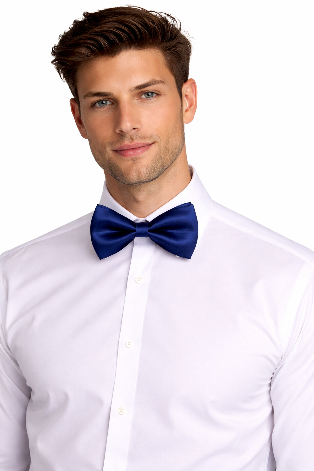 Navy Blue Solid Double Layered Bowtie