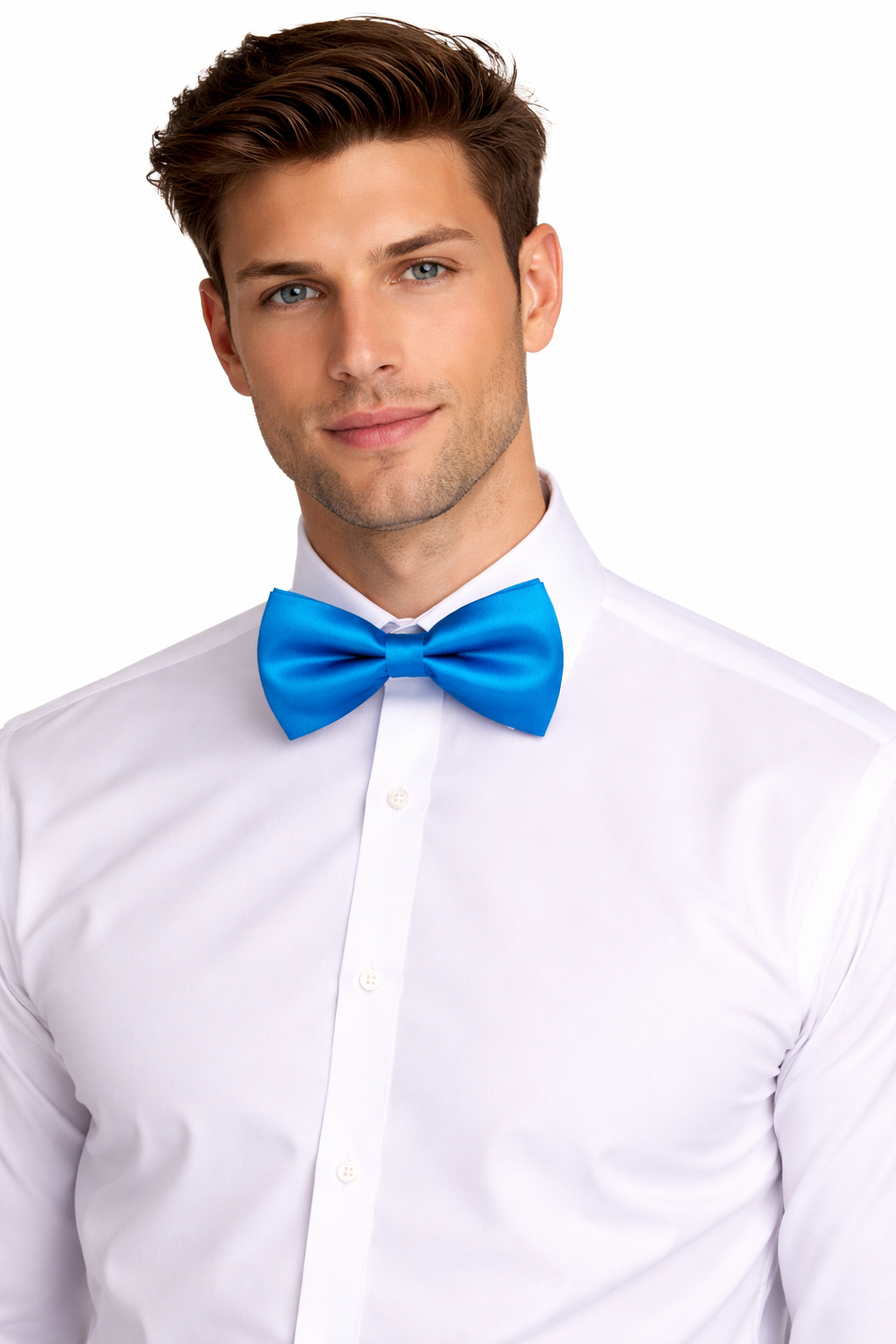 Ocean Blue Solid Double Layered Bowtie