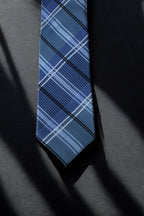 Classic Blue & Silver Plaid Tie