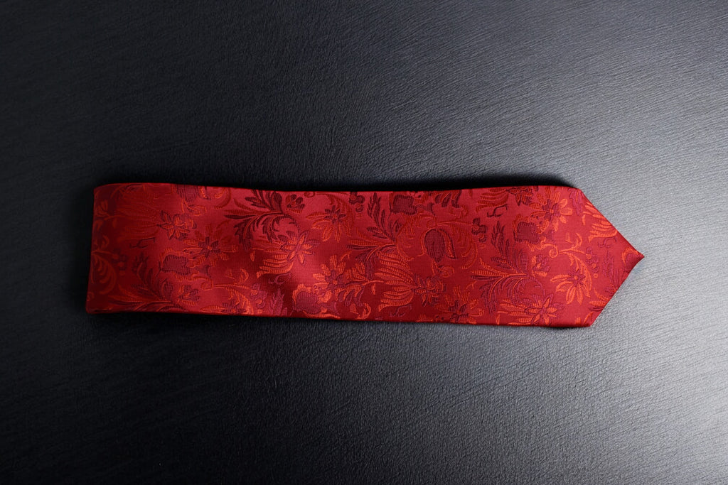 Elegant Crimson Red Floral Tie