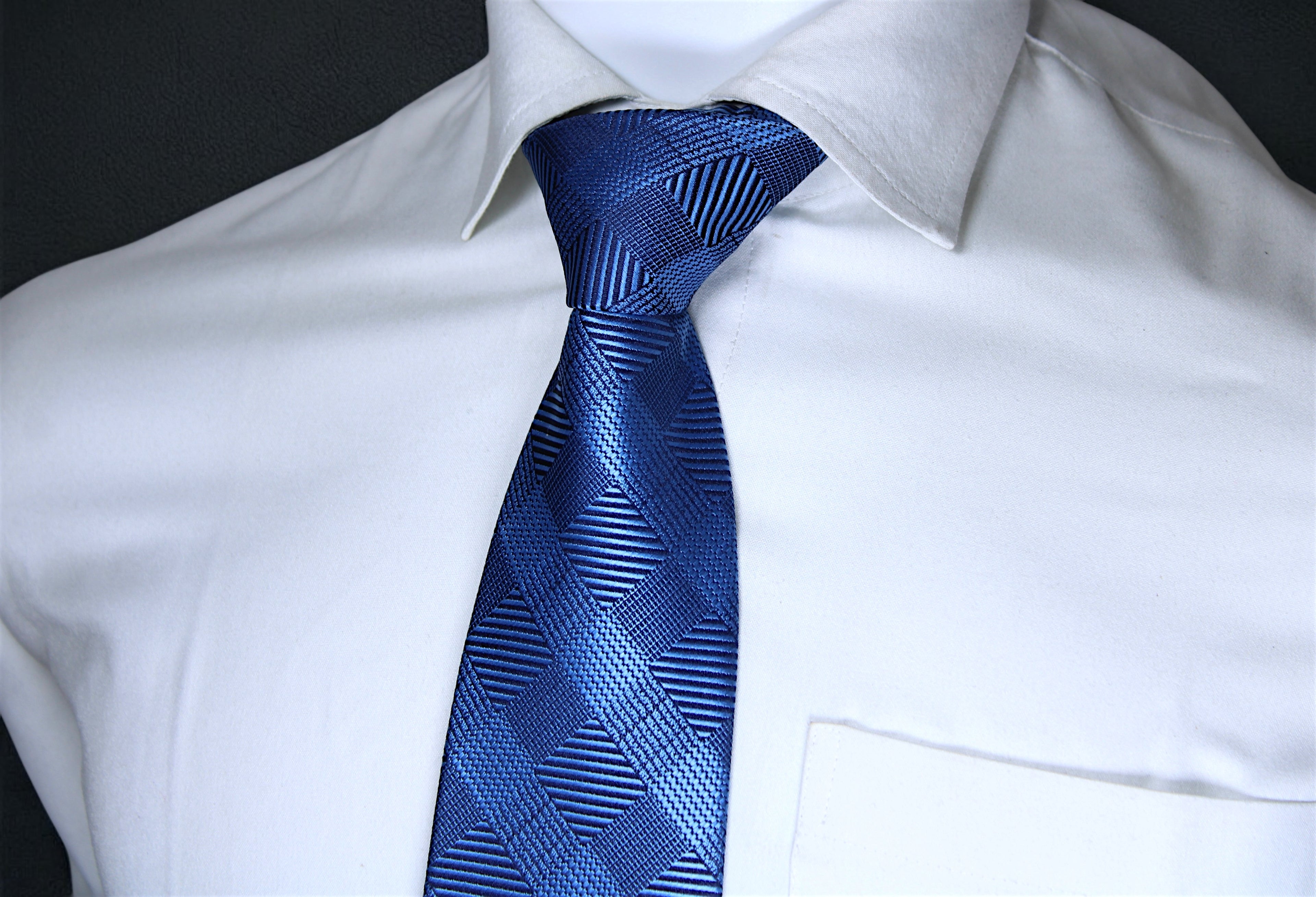 Geometric Self Blue Plaid Tie