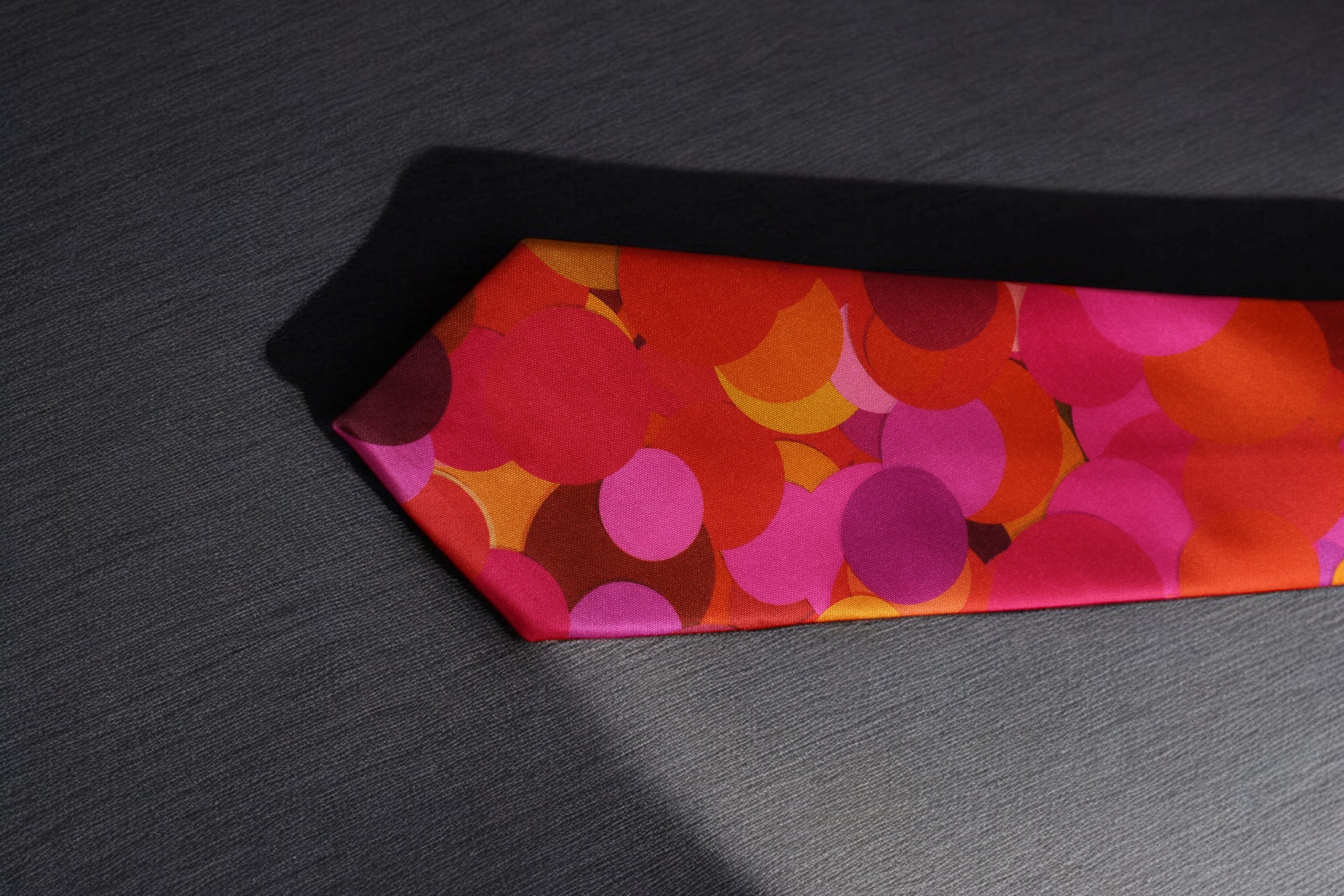 Vibrant Red and Pink Tie With Pocket Square