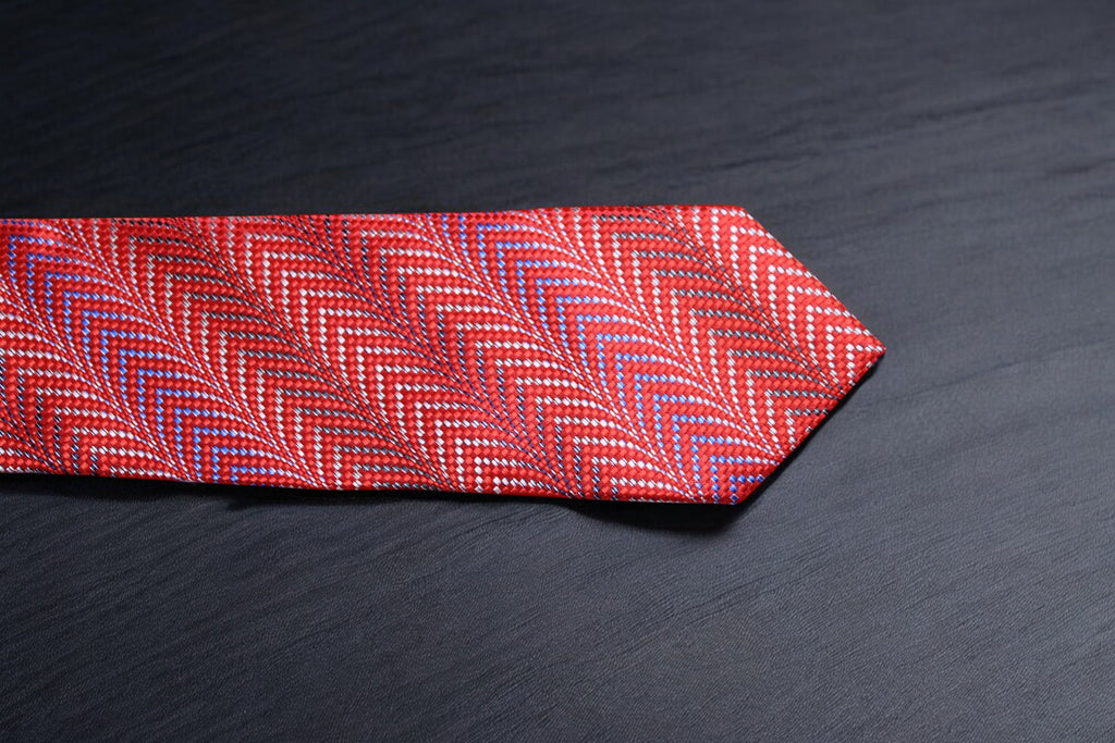 Vibrant Red & Blue Chevron Tie