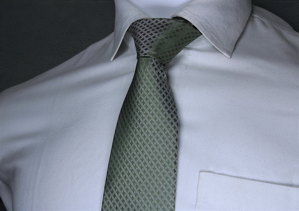 Geometric Olive Green Microsilk Tie