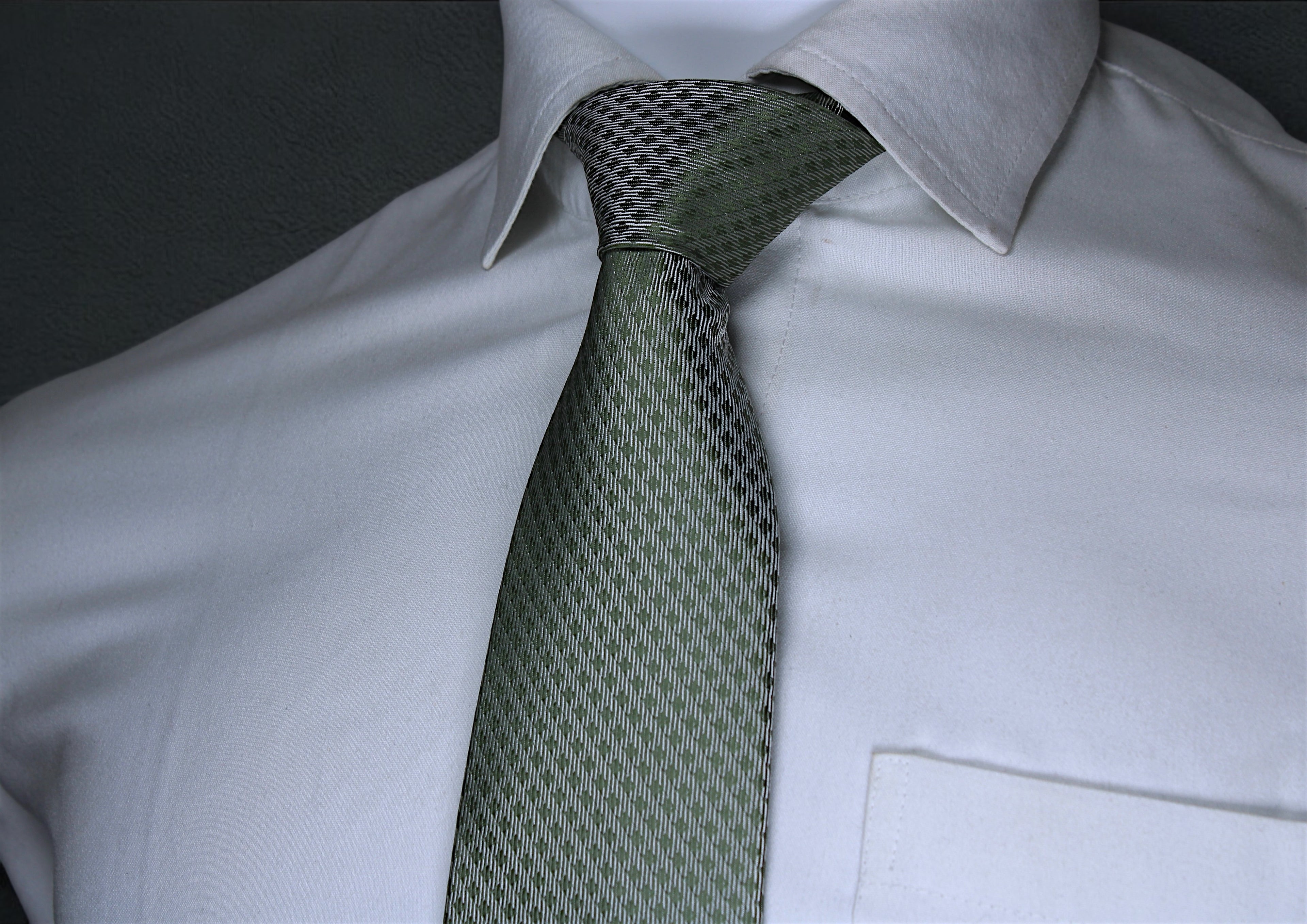 Geometric Olive Green Microsilk Tie
