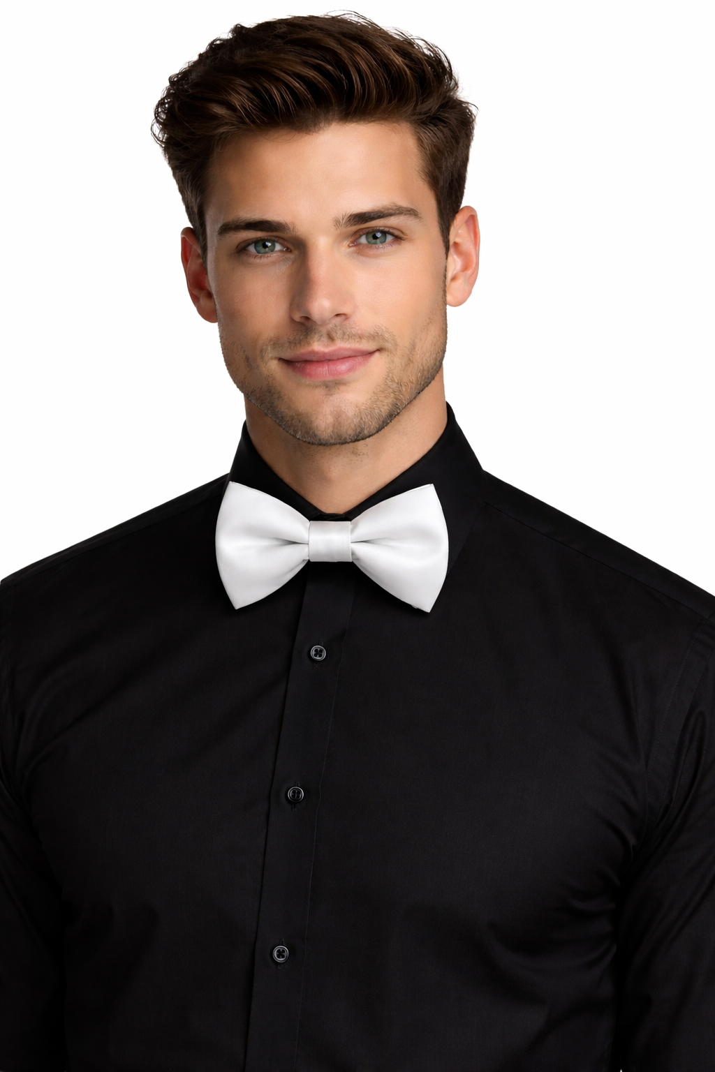 White Solid Double Layered Bowtie