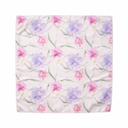 White Floral Printed Scarf With Pocket Square