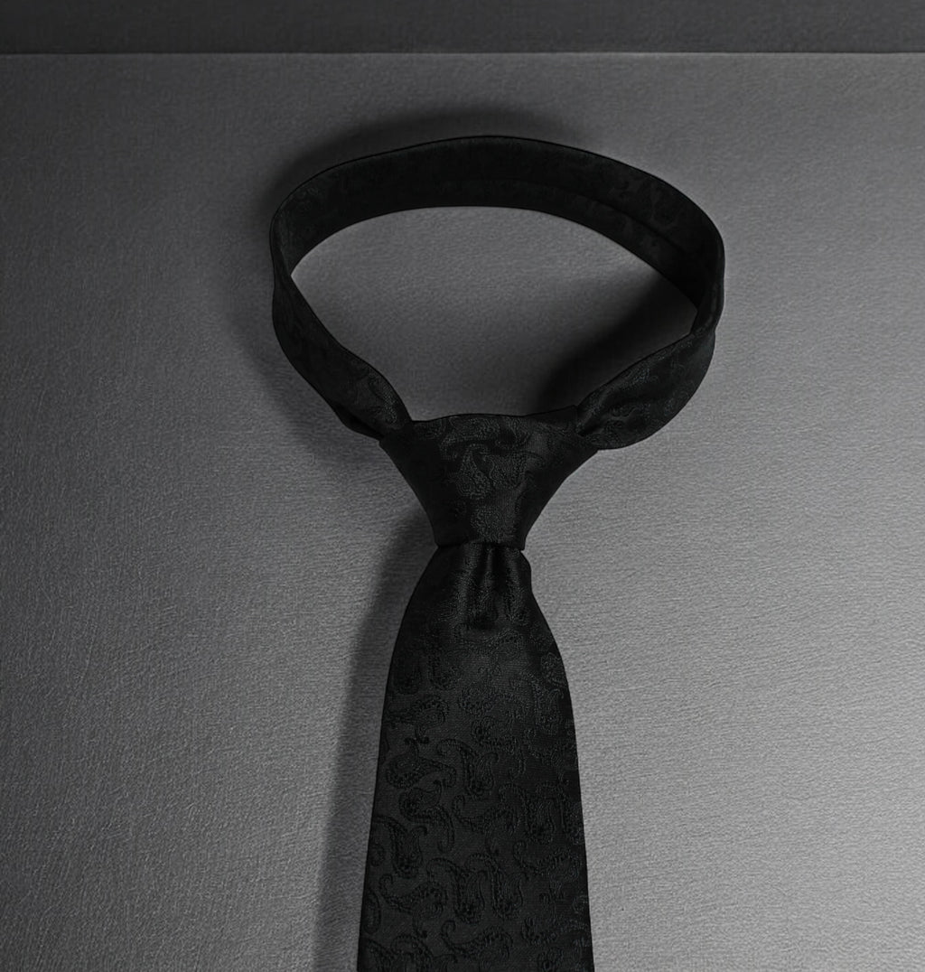 Elegant Black Self Paisley Tie