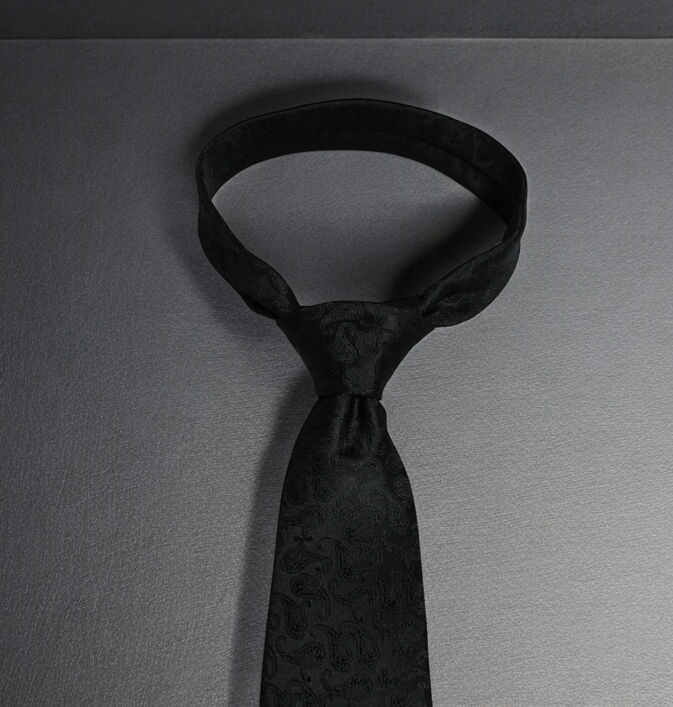 Elegant Black Self Paisley Tie