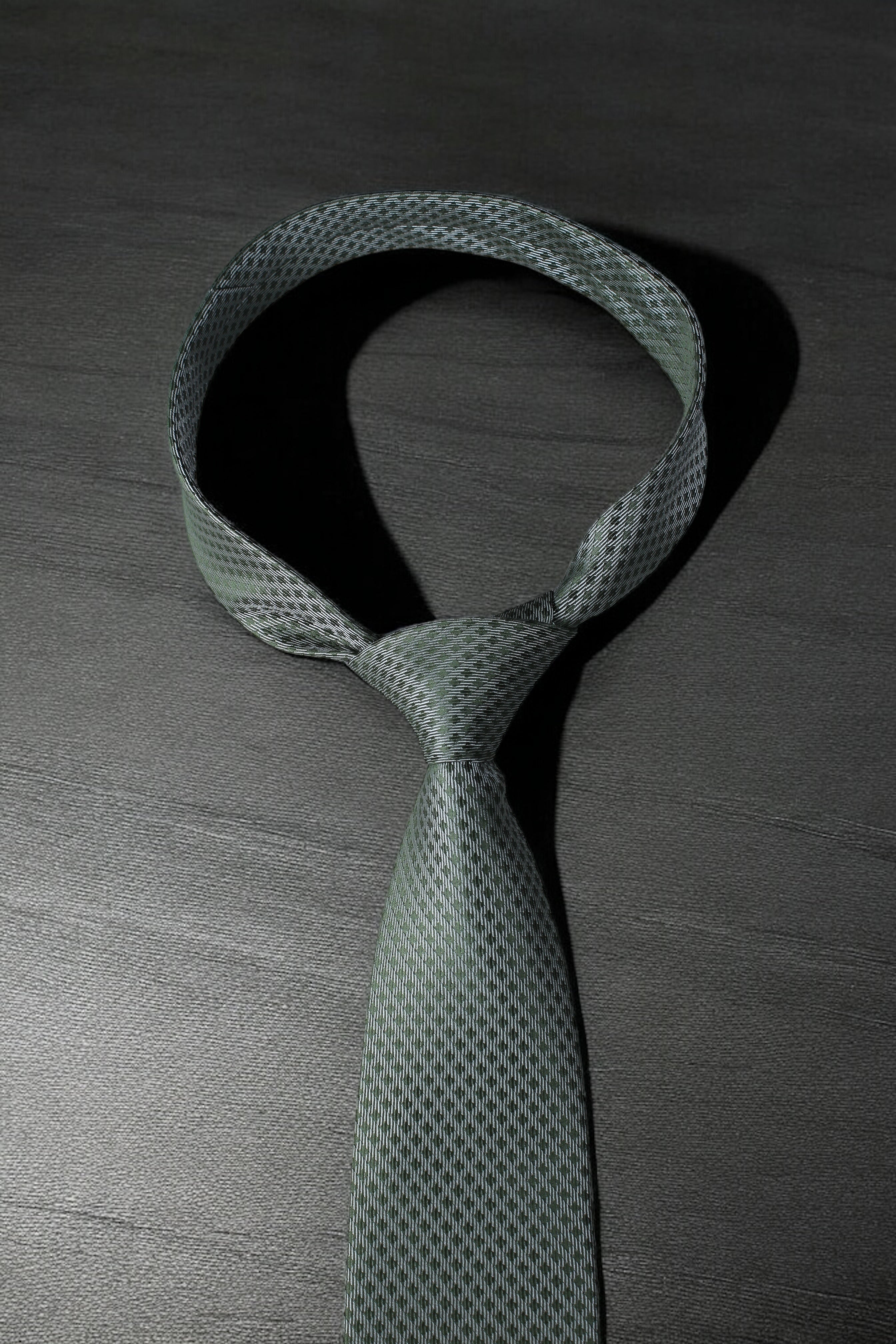 Geometric Olive Green Microsilk Tie