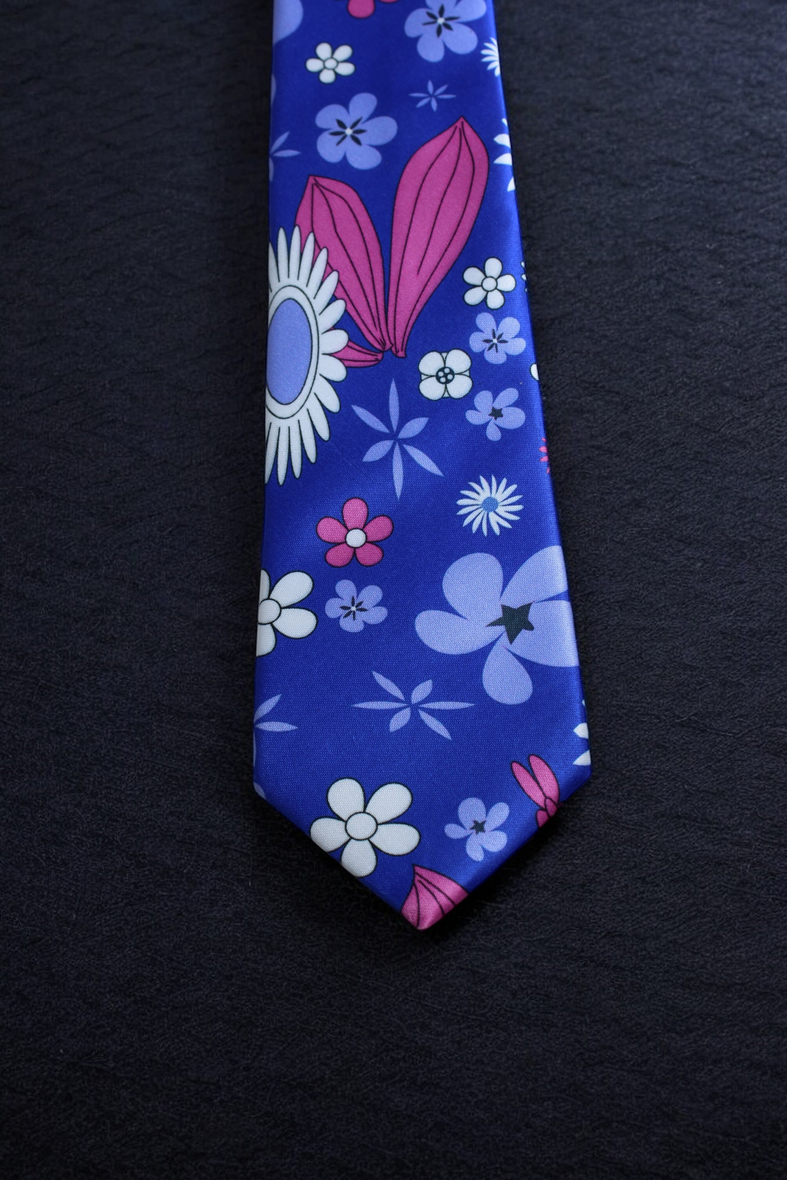 Indigo Bloom Necktie Tie With Pocket Square