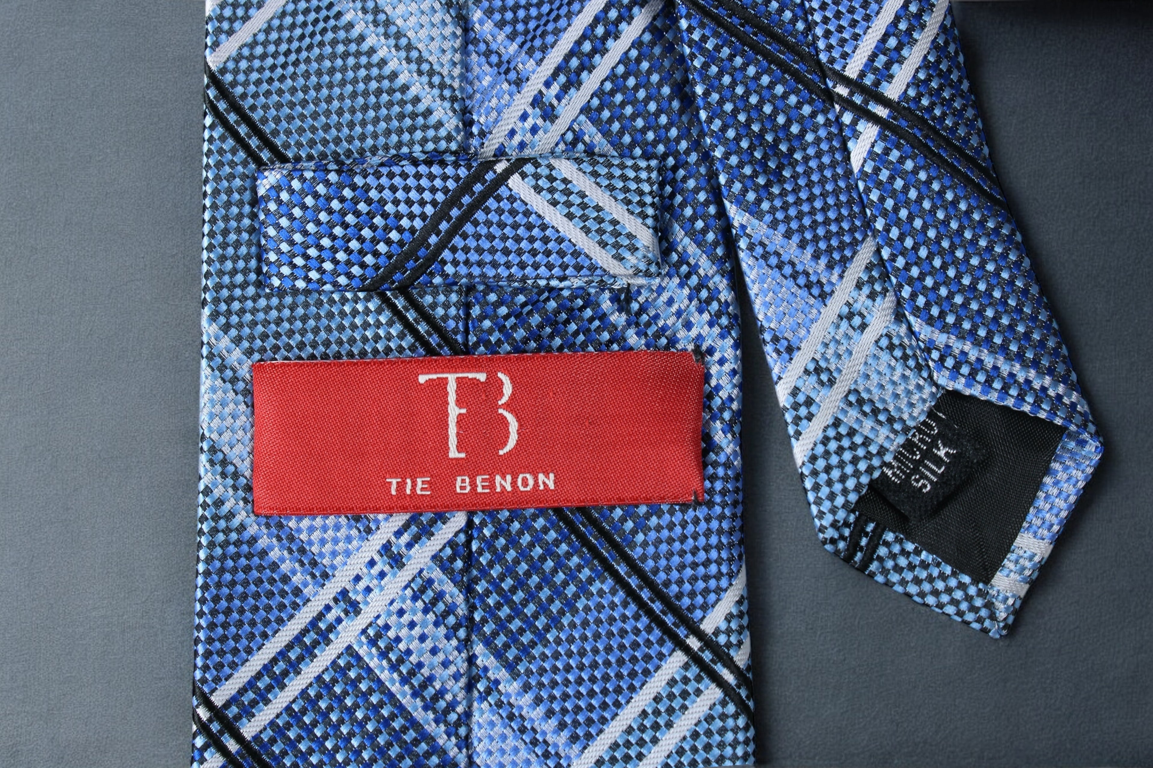 Classic Blue & Silver Plaid Tie