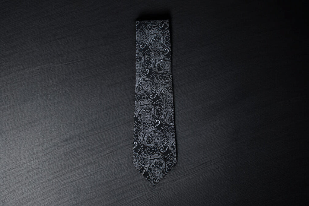 Classic Black Silver Paisley Tie