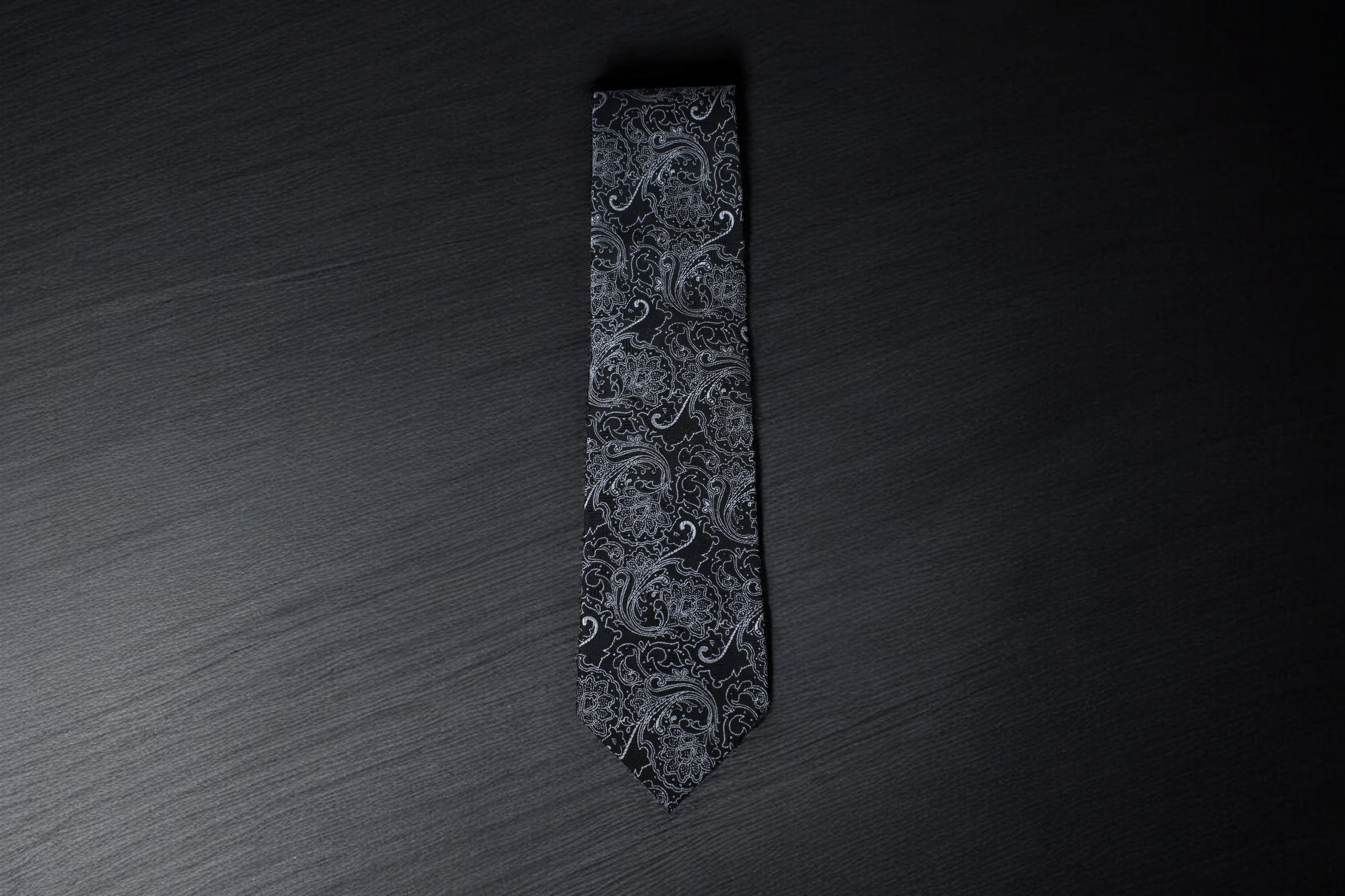 Classic Black Silver Paisley Tie
