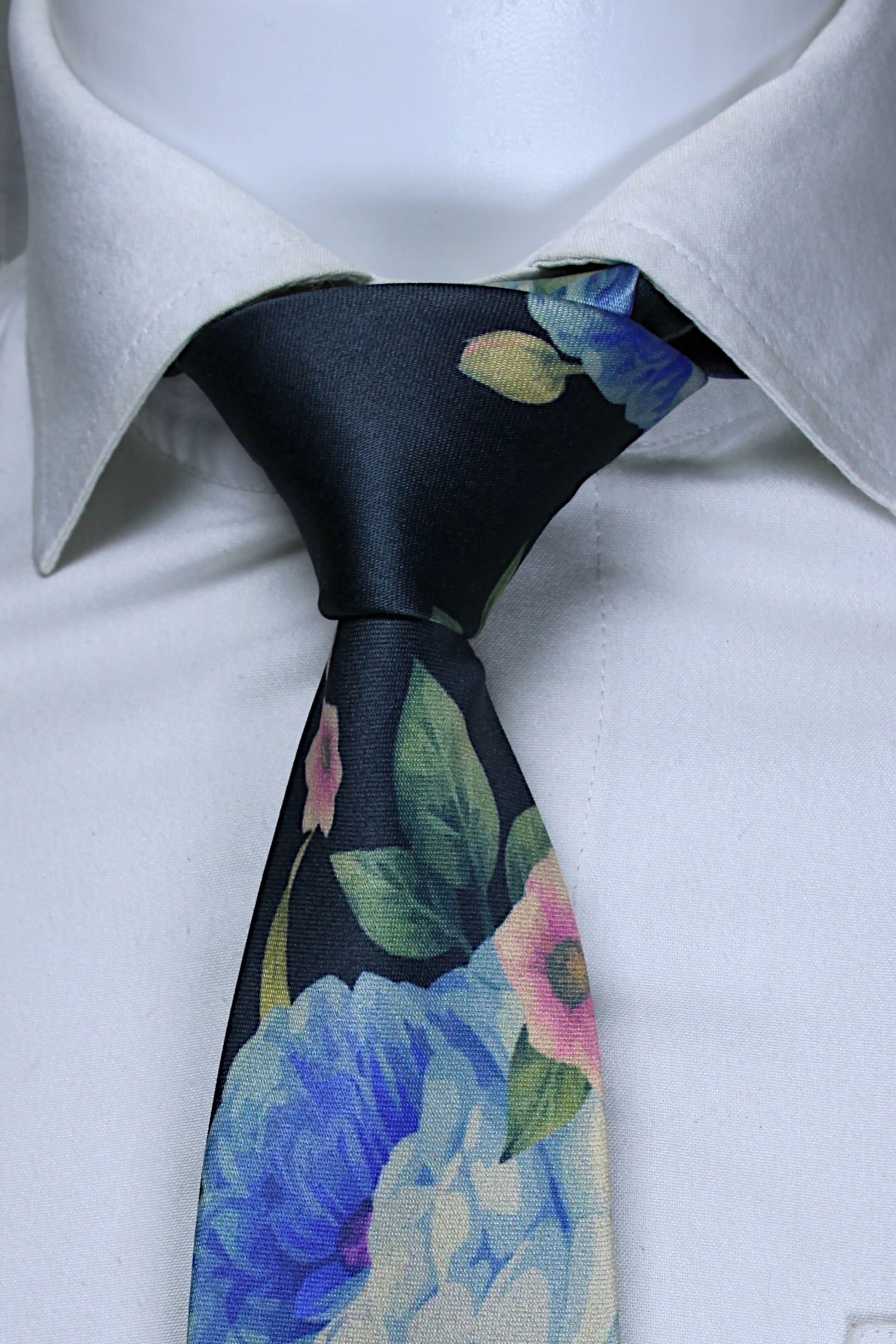 Multicolor Floral Black Tie with Pocket Square