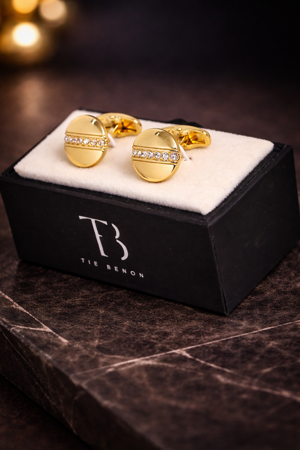 Luxury Gold-Plated Alloy Cufflinks with Crystal Inlay