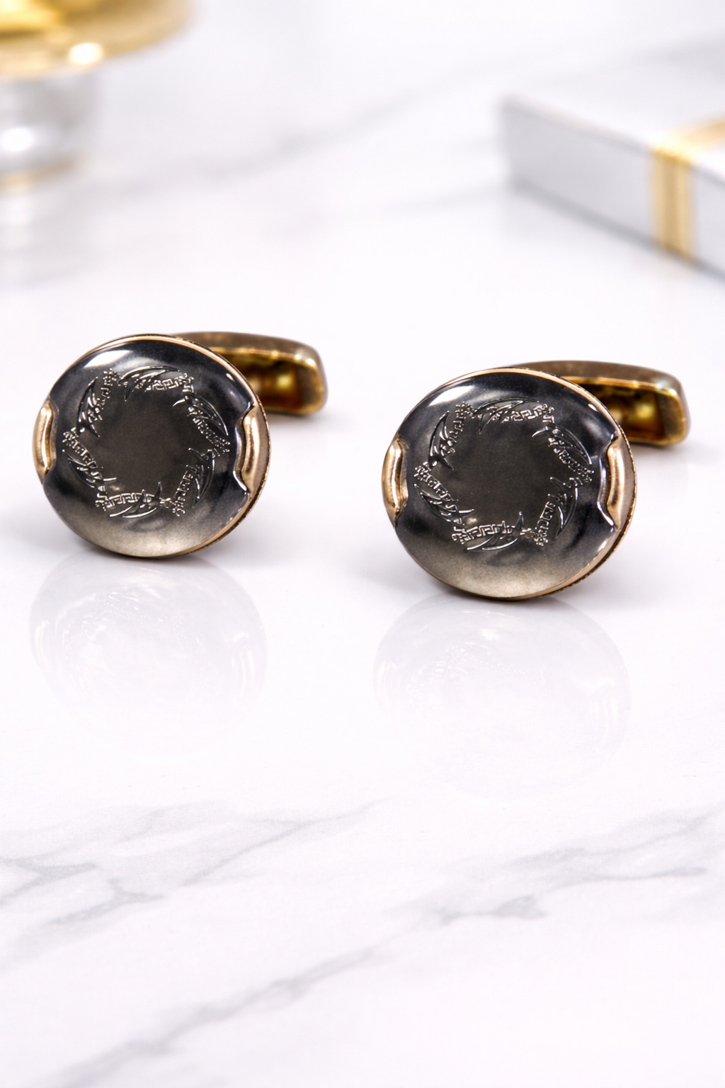 Gunmetal & Gold Wreath Cufflinks for Men