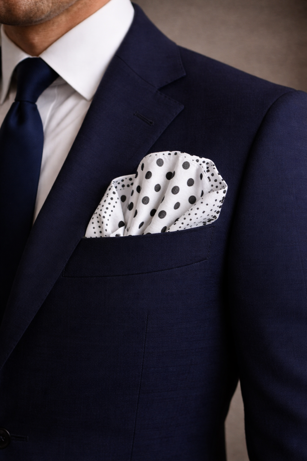 White and Black Polka Dot Pocket Square
