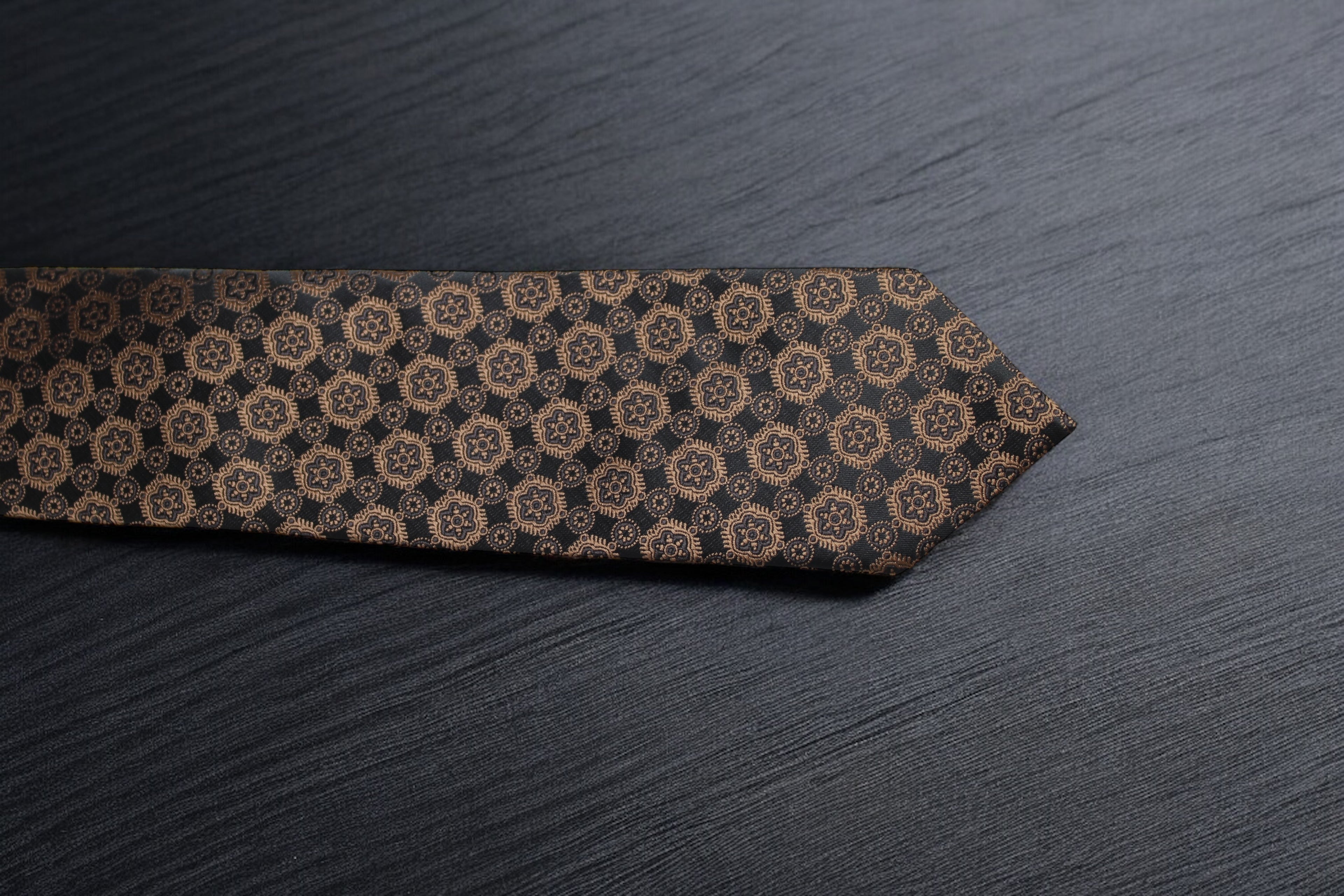 Elegant Black & Brown Geometric Tie