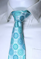 Elegant Blue & Sea Green Mandala Tie