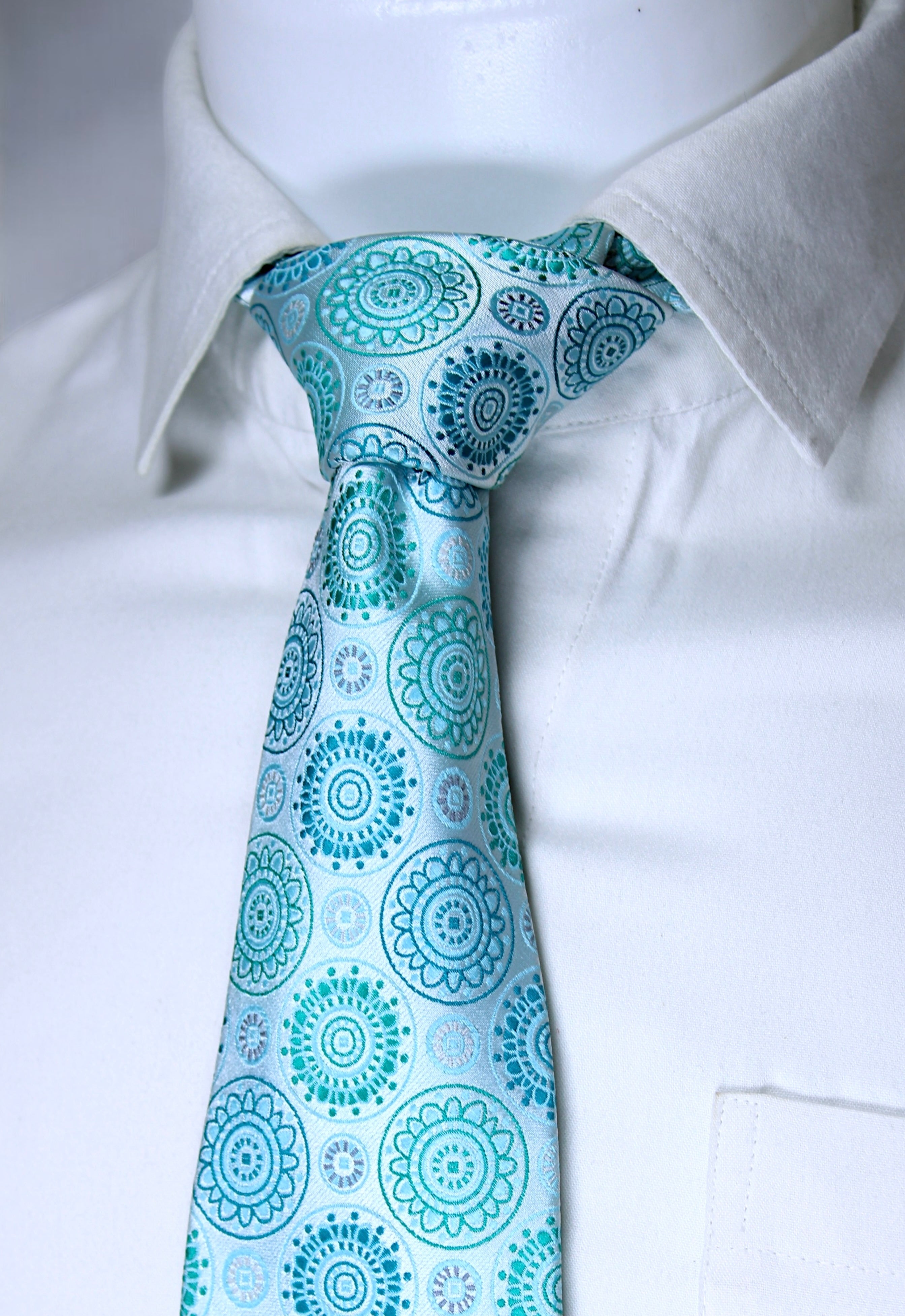 Elegant Blue & Sea Green Mandala Tie