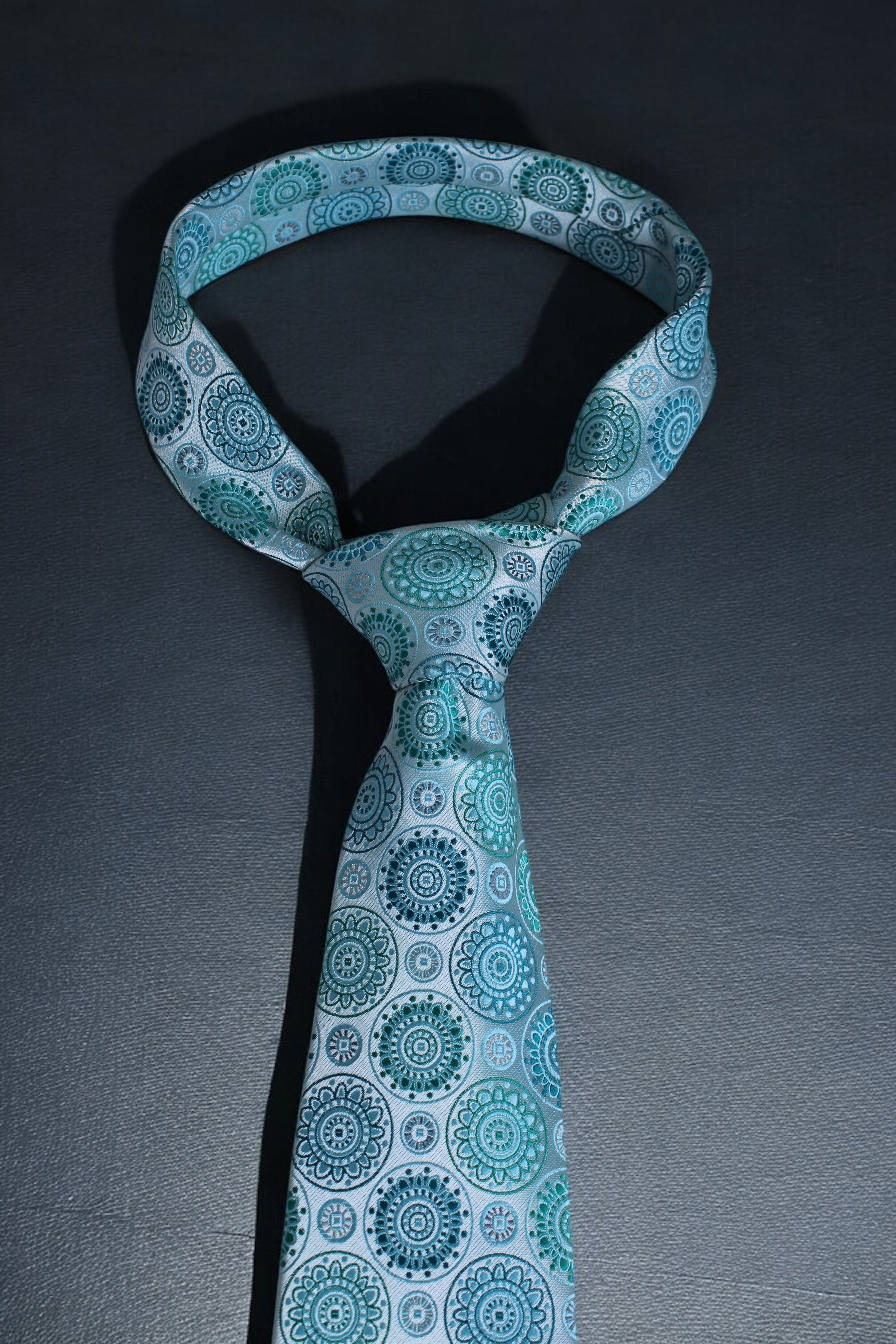 Elegant Blue & Sea Green Mandala Tie