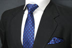 Elegant Dark Blue Geometric Tie & Pocket Square