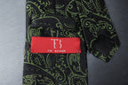 Elegant Green & Black Paisley Tie & Pocket Square