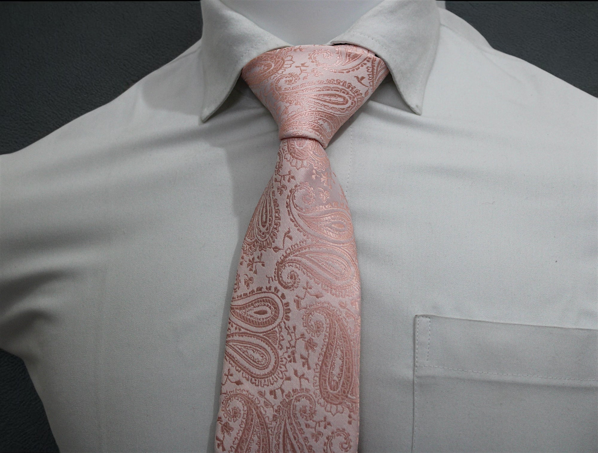 Elegant Light Pink Self Paisley Tie