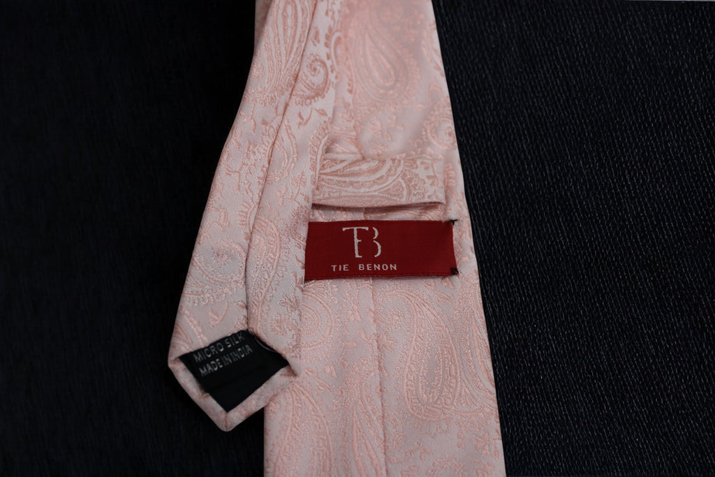 Elegant Light Pink Self Paisley Tie